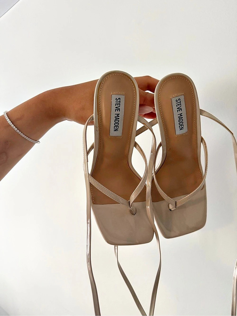 Steve Madden Fernanda Heel Strappy Block Heel Sandals Beige US8